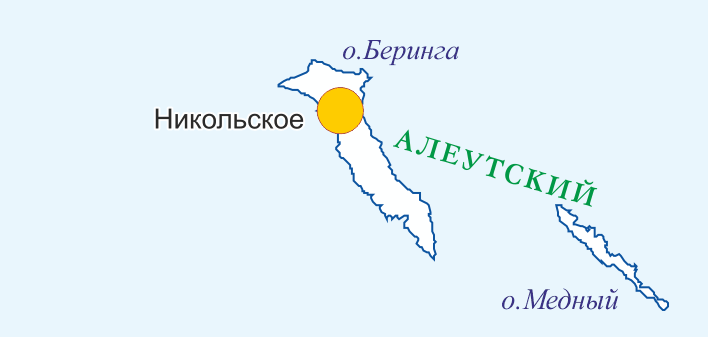 Карту алеутского языка, сделанную Юрой Коряковым